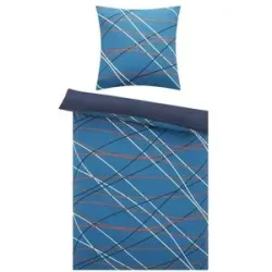 como Renforcé Wende-Bettwäsche  Kreuz & Quer ¦ blau ¦ Maße (cm): B: 135