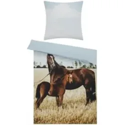 KJUT Renforcé Wende-Bettwäsche  Horses ¦ mehrfarbig ¦ Maße (cm): B: 135
