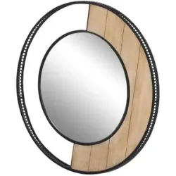 Höffner Spiegel 90 cm Pine ¦ holzfarben ¦ Metall,Holzwerkstoff ¦ Maße (cm): T: 5.0  Ø: