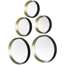 Höffner Spiegel 5er Set  Capovalle ¦ gold ¦ Glas,Aluminium,Kunststoff Ø: 25