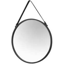 Höffner Spiegel  Odolo ¦ schwarz ¦ Glas,Aluminium,Metall,Kunstleder Ø: 55