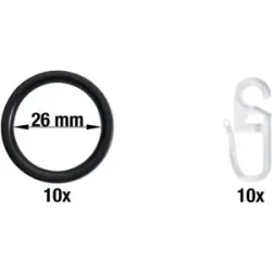 Mydeco Ersatzringe 10er-Set   ¦ schwarz ¦ Stahl ¦ Maße (cm): B: 3,4 H: 3,4