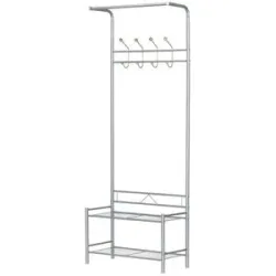Höffner Standgarderobe  Wanda ¦ silber ¦ Maße (cm): B: 64 H: 177 T: 30.0