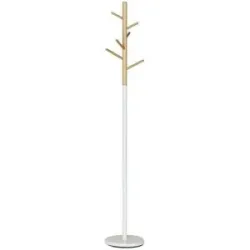 Höffner Kleiderständer  Ole ¦ silber ¦ Metallrohr,Massivholz ¦ Maße (cm): H: 171  Ø: 28