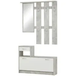 Höffner Garderobe  Onno ¦ grau ¦ Maße (cm): B: 100 H: 191 T: 25.0