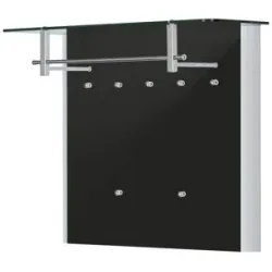 Höffner Garderobenpaneel  Juno ¦ schwarz ¦ Holzwerkstoff,Glas ¦ Maße (cm): B: 96 H: 78