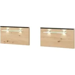 Höffner Aufsatzpaneel für Nachtkommode  Birmingham ¦ holzfarben ¦ Glas,Massivholz ¦ Maße