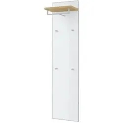 Höffner Garderobenpaneel  Xena ¦ weiß ¦ Holzwerkstoff,Glas ¦ Maße (cm): B: 42 H: 170 T: