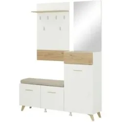 Höffner Kompaktgarderobe  Cadria ¦ weiß ¦ Maße (cm): B: 141 H: 189,5 T: 35.0
