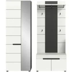 Höffner Garderobenkombination 2-teilig  Canu ¦ grau ¦ Maße (cm): B: 160 H: 190