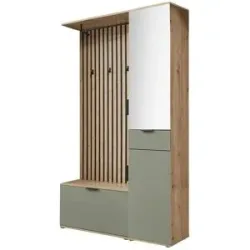 Höffner Kompaktgarderobe  Rovereto ¦ grün ¦ Maße (cm): B: 122 H: 195 T: 35.0