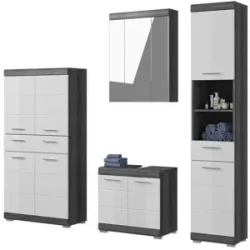Höffner Badmöbel-Set SCHLOONSEE  4 teilig  bestehend aus: Hochschrank