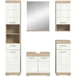 Höffner Badmöbel-Set SCHLOONSEE  5 teilig  bestehend aus: Hochschrank  WBU  Spiegel
