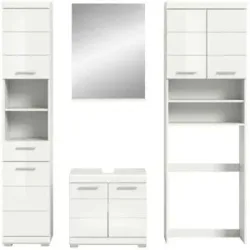 Höffner Badmöbel-Set SCHLOONSEE  4 teilig  bestehend aus: Hochschrank  WBU  Badspiegel