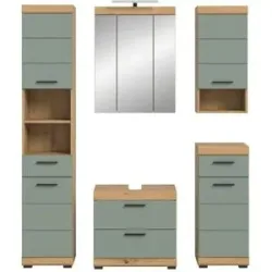 Höffner Badmöbel-Set 5 teilig  Schloonsee ¦ grün ¦ Maße (cm): B: 164 H: 191