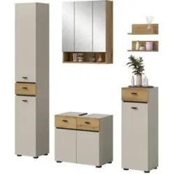 Höffner Badkombination   ¦ beige ¦ Maße (cm): B: 154 H: 191