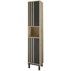Höffner Hochschrank  Vogelstangsee ¦ schwarz ¦ Maße (cm): B: 38 H: 195 T: 32.0