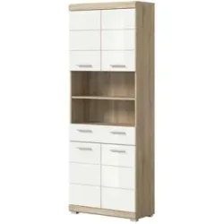 Höffner Hochschrank SCHLOONSEE  Breite 74cm  4 Türen  1 Schubkasten  2 offene Fächer