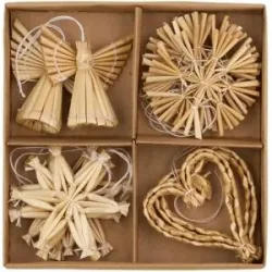 HOME STORY Strohanhänger Set   ¦ beige ¦ Naturprodukte ¦ Maße (cm): B: 1,5 H: