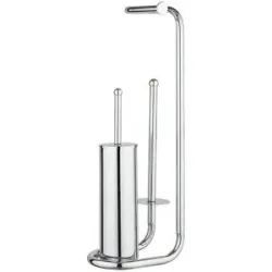 Höffner Stand WC Garnitur  Universalo ¦ silber ¦ Metall ¦ Maße (cm): B: 20 H: 62,5 T: