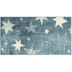 KJUT Webteppich  Star ¦ blau ¦ Synthetische Fasern ¦ Maße (cm): B: 80