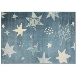 KJUT Webteppich  Star ¦ blau ¦ Synthetische Fasern ¦ Maße (cm): B: 133