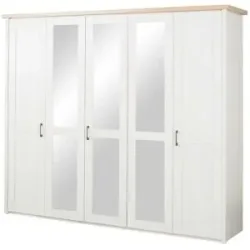 Höffner Drehtürenschrank mit Spiegeltüren Lancaster ¦ weiß ¦ Maße (cm): B: 241 H: 213 T: