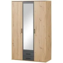 Höffner Kleiderschrank 3-türig  Caterton ¦ holzfarben ¦ Maße (cm): B: 120 H: 196 T: 53.5
