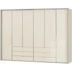 Höffner Falttüren-Panoramaschrank  6-türig  Beda ¦ beige ¦ Maße (cm): B: 306,4 H: 220 T: