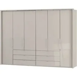 Höffner Falttüren-Panoramaschrank  6-türig  Beda ¦ grau ¦ Maße (cm): B: 306,4 H: 220 T: