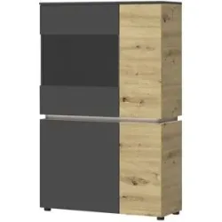 Höffner Vitrine Soft-Close Luci ¦ grau ¦ Maße (cm): B: 91 H: 146 T: 40.0