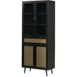 Höffner Vitrine  Vienna ¦ schwarz ¦ Maße (cm): B: 80 H: 195 T: 40.0