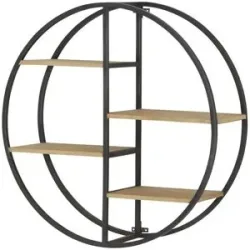 Gray & Jones Wandregal rund Black Coast One ¦ holzfarben ¦ Maße (cm): T: 30.0