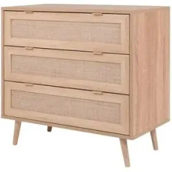 Finori Kommode mit 3 Schubkästen Rafia ¦ holzfarben ¦ Maße (cm): B: 80 H: 79,8 T: 40.0