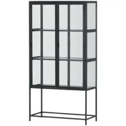 Höffner Sammlervitrine  Seano ¦ schwarz ¦ Maße (cm): B: 77 H: 150 T: 35.0