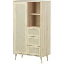 Roomers Highboard  Rafia Premium ¦ holzfarben ¦ Maße (cm): B: 80,9 H: 138,6 T: