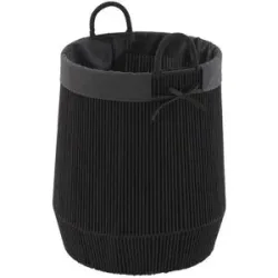 Höffner Wäschekorb   ¦ schwarz ¦ Baumwolle,Metall,Polyester ¦ Maße (cm): H: 50  Ø: 37