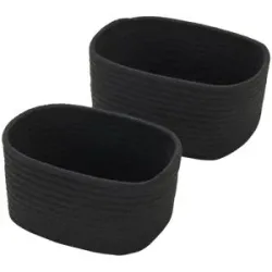 HOME STORY Aufbewahrungskorb  2er Set   ¦ schwarz ¦ Polyester,Baumwolle ¦ Maße