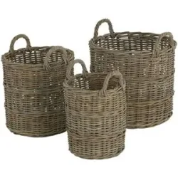 HOME STORY Rattankorb  3er Set   ¦ braun ¦ Rattan ¦ Maße (cm): H: 40  Ø: 45