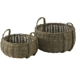 HOME STORY Rattankorb  2er Set   ¦ braun ¦ Rattan ¦ Maße (cm): H: 37  Ø: 57