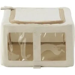 Höffner Aufbewahrungsbox mit Fenster   ¦ beige ¦ Polyester,Metall ¦ Maße (cm): B: 35 H: