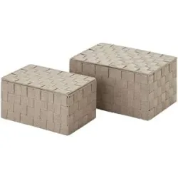 HOME STORY Aufbewahrungskorb  2er Set   ¦ braun ¦ Polyester,Metall ¦ Maße (cm):