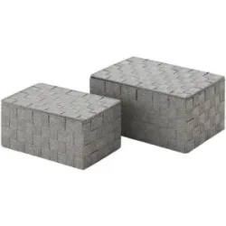 HOME STORY Aufbewahrungskorb  2er Set   ¦ grau ¦ Polyester,Metall ¦ Maße (cm):