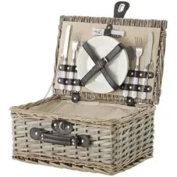 Höffner Picknickkorb   ¦ braun ¦ Weide,Metall,Kunststoff ¦ Maße (cm): B: 38 H: 18 T: