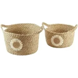 Höffner Aufbewahrungskorb  2er Set   ¦ braun ¦ Naturfaser ¦ Maße (cm): H: 17  Ø: 30