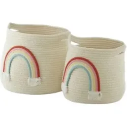 Höffner Aufbewahrungskorb  2er Set   ¦ creme ¦ Polyester,Baumwolle ¦ Maße (cm): H: 30