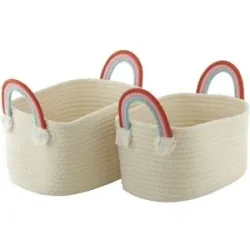 Höffner Aufbewahrungskorb  2er Set   ¦ creme ¦ Polyester,Baumwolle ¦ Maße (cm): B: 34 H: