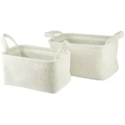 Höffner Aufbewahrungskorb  2er Set   ¦ creme ¦ Polyester ¦ Maße (cm): B: 33 H: 18
