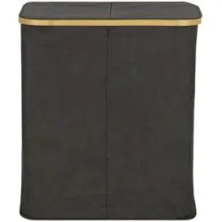 Höffner Wäschekorb   ¦ schwarz ¦ Polyester,Bambus ¦ Maße (cm): B: 54 H: 60 T: 33.0