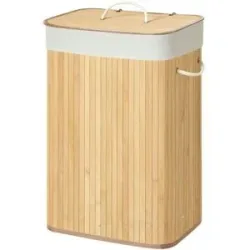 Höffner Wäschekorb   ¦ holzfarben ¦ Naturfaser,Holzwerkstoff ¦ Maße (cm): B: 40 H: 61